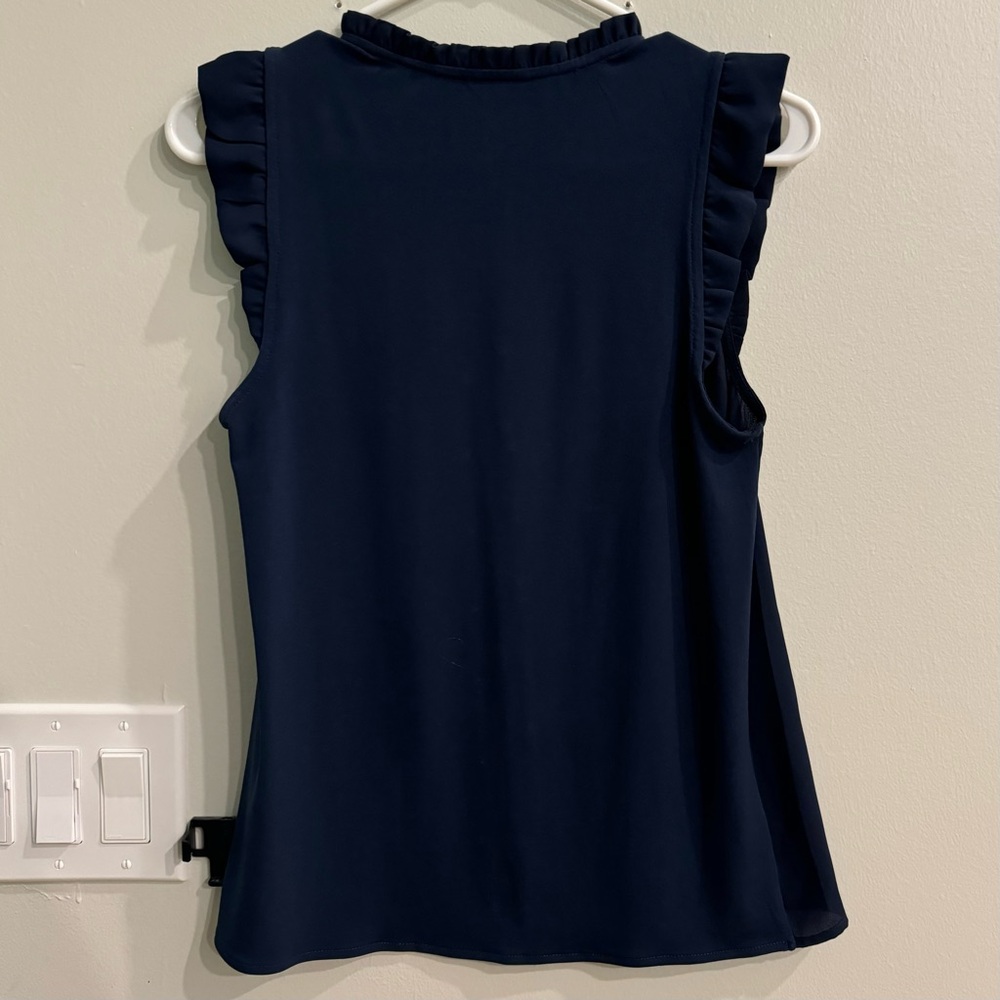 Ann Taylor Navy Ruffle Blouse - Picture 2 of 2